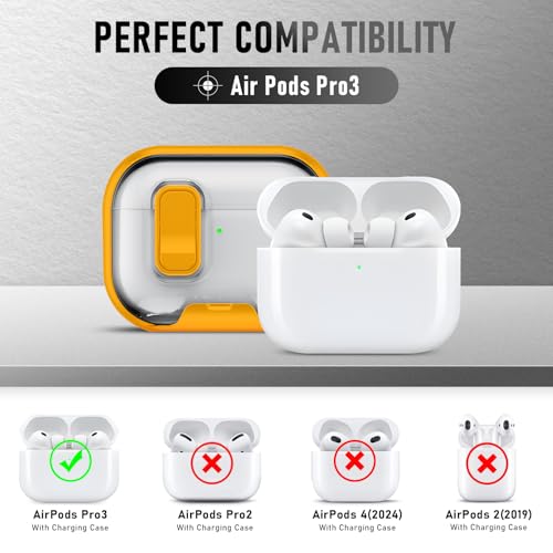 Image of for AirPods Pro 3 Case (2025) with Phone Stand & Cleaner Kit, Cute Soft Silicone Cover for AirPods Pro 3rd Genera case with Keychain for Women Men with Keychain for Airpod Pro case(2025)- Yellow