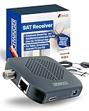SCHWAIGER SAT Receiver I SAT-Dongle für Digitale Fernsehsignale per WLAN I kabelloses Streaming von Satellitenfernsehen per WiFi über TV2Smart App I drahtloser Satellitenempfänger für Fernseher