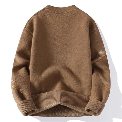 Men's Knit Sweater Pullover Crew Neck Raw Edge Design Casual Warm Fall Winter Fashion Clothing3