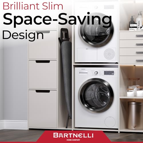 Bartnelli by Rorets Ironing Board Made in Europe | Iron Board with 4 Layered Cover & Pad, Height Adjustable up to 36" Features A Safety Iron Rest, 4 Steel Legs, for Laundry Room or Dorm Use (43x13)