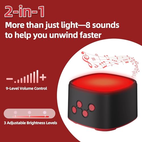 2-in-1 Red Light for Sleep with White Noise, Red Light Relaxation Lamp, Ideal for Bedroom, Meditation, Naps, Yoga and Travel — view 4