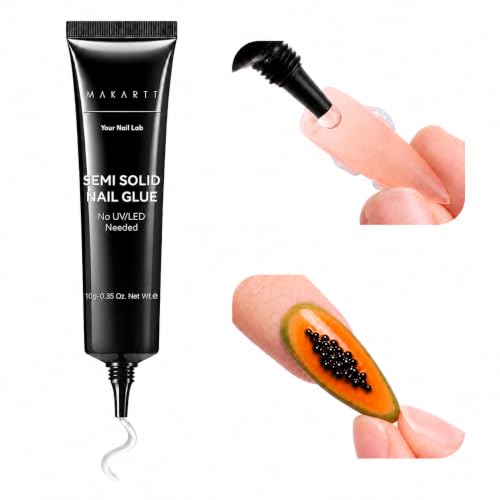 Makartt Press On Nail Glue: No UV Lamp Needed 20s Air Dry Adjustable for Beginners Strong Hold Semi-solid Precise Control Easy for Press-On Users At-home Application HEMA-Free for Sensitive Nails