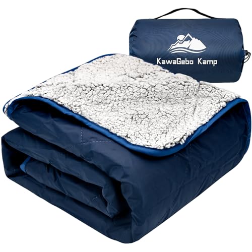 Kawagebo Kamp Sherpa Warm Camping Blanket - Waterproof Stadium Blanket Outdoor cover