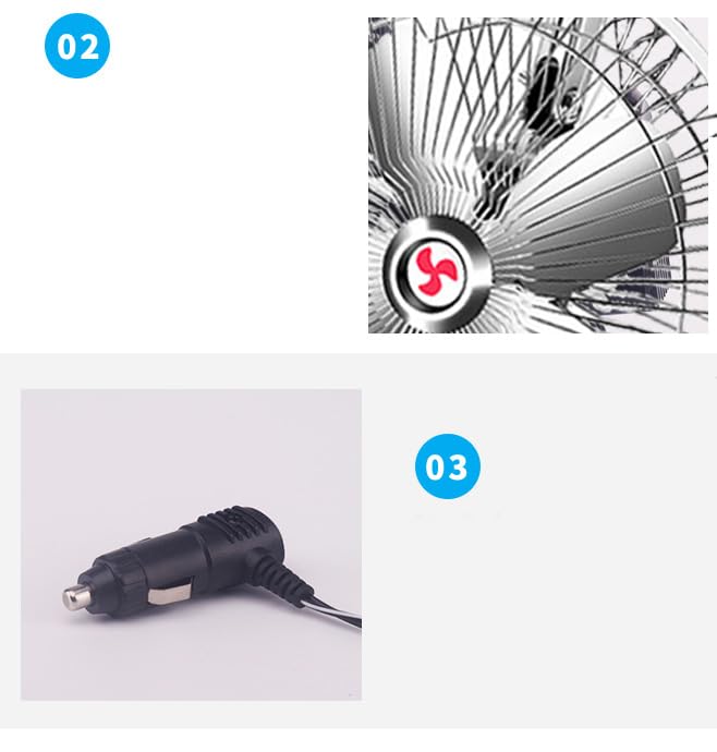 Unifizz Klimatyzator samochodowy 12 V do wnętrza samochodu, wentylator chłodzący 10 cali, przenośny wentylator do wnętrza samochodu