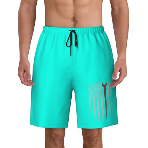 Ironworker American Flag Mens Swim Trunks Quick Dry Board Shorts 7" - Hawaii Beach Swimwear3