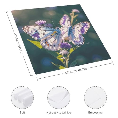 Servilletas de Tela Cuadradas con Mariposas Blancas y Moradas miniatura 2