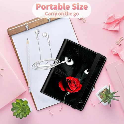 Image of Wedding Albums 4x6 120 Pockets Photos with Strong Elastic Band, Small Mini Albums Sheet Protector Folder for Photos, Album for Family Anniversary Women Men Baby Vacation Gift, Black Cat Rose