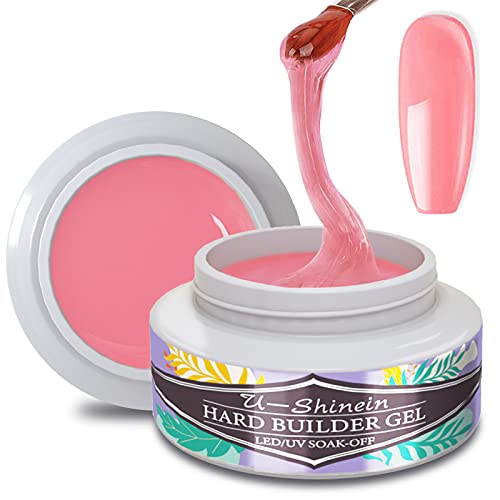 U-Shinein Builder Gel, Pink Nail Builder Gel Nail Extension Gel LED/UV Nail Builder Gel Acrylic Gel Nail Enhancement Hard Gel Nail Strengthen Gel for Nail Extension DIY Nail Art Manicure
