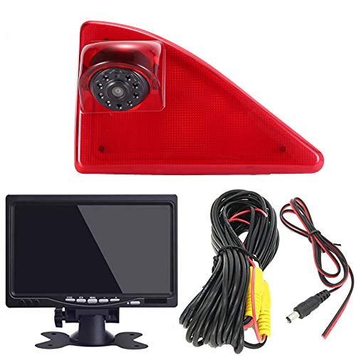 HD Reversing System Brake Light Reversing Camera Van Roof Camera Parking Aid with Angle Adjustable Night Vision Compatible with Opel/Vauxhall Movano/Renault Master/Nissan NV400 + 7 Inch Monitor
