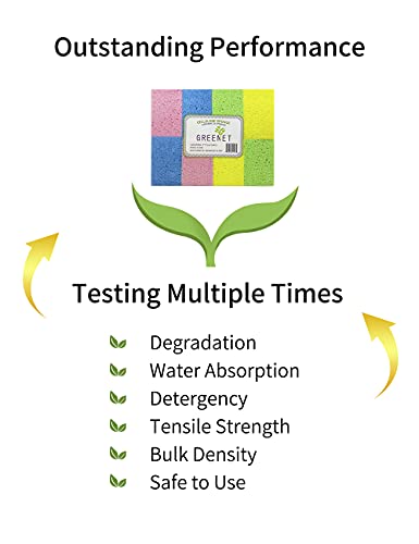 Cellulose Sponges Kitchen, For Washing Dishes, In Bulk, 24 Pack (3 Count X 8 Individually Wrapped + 2 Free Scouring Pads), 100% Natural Biodegradable #TOP4