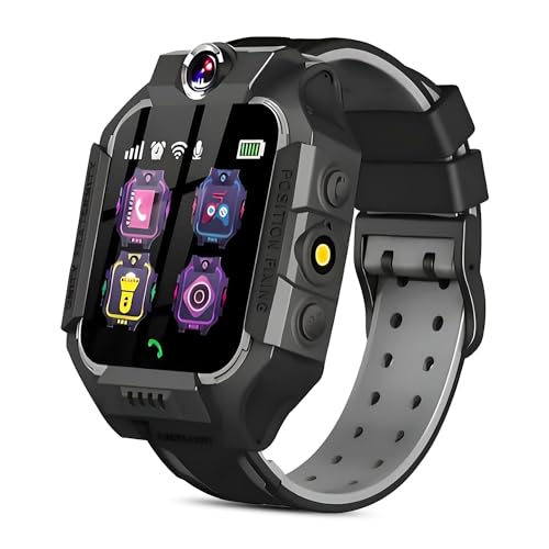 GameSir Kids Smartwatch for Boys & Girls, Men & Women, Sim Card Support, Location Tracker/GPS System, Music Player, Camera, Video,Notification, Alarm, Waterproof, Calling Smart Watch-Black