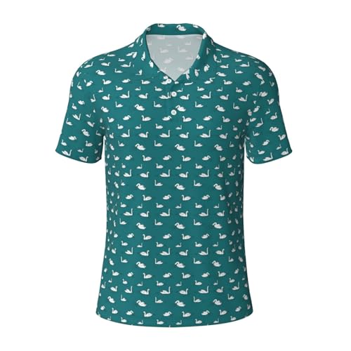 Polo respirant pour homme à manches courtes haut anti-transpiration motif cygnes mignons