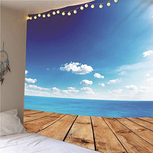 Tapisserie indienne murale Isdreem grand format bleu ciel océanique pour tissu déco - 5