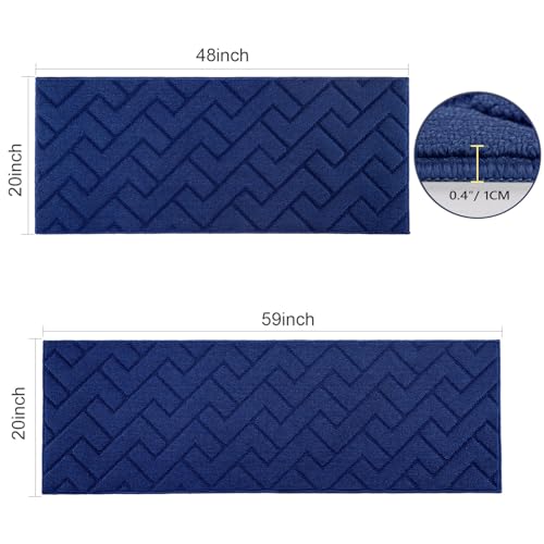 Image of hicorfe Kitchen Runner Rug,20 inchx59 inch+20 inchx48 inch Kitchen Set,Non-Slip Kitchen Mat