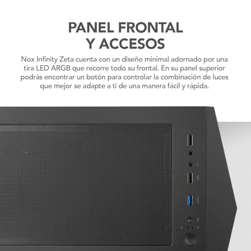 Caja Minitorre M-ATX NOX Infinity Zeta con Panel de Cristal Templado y ARGB Rainbow Negro 6