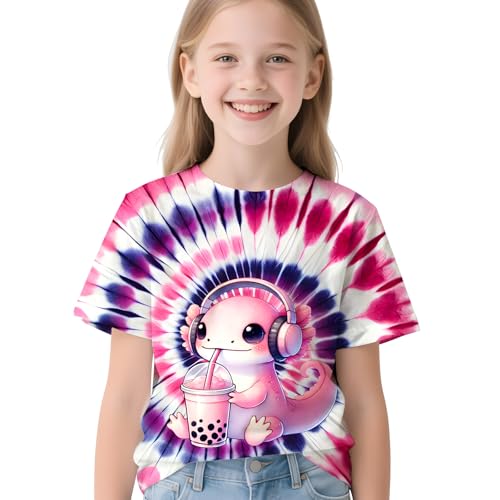 Image of Kids Neon Tie Dye Shirt for Boys Girls Tie-Dye T-Shirt Hippes Tshirt Senior Children Tee Size 6-16 Years Age