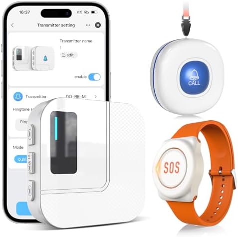 CallToU Wi-Fi Wireless Caregiver Pager Call Button for Elderly at Home , APP Emergency Alert for Seniors, Patients, and The Disabled (TY01WH-US 2-1)