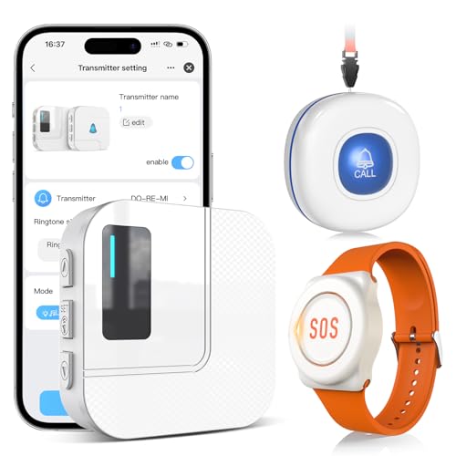 CallToU Wi-Fi Wireless Caregiver Pager Call Button for Elderly at Home, APP Emergency Alert for Seniors, Patients, and The Disabled (TY01WH-US 2-1)