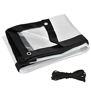 QLOUNI Waterdicht dekzeil, 2 m x 4 m, zeildoek met ogen, transparant afdekzeil voor hout, opvouwbaar beschermzeil…