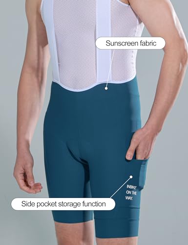 INBIKE Culotte Ciclismo Bibs Shorts Hombres Pantalones Cortos de Bicicleta con Protección Solar UPF50+ con Gel Acolchado y Bolsillo Transpirable Ropa Interior de Biciclet MTB Azul L - imagen 4
