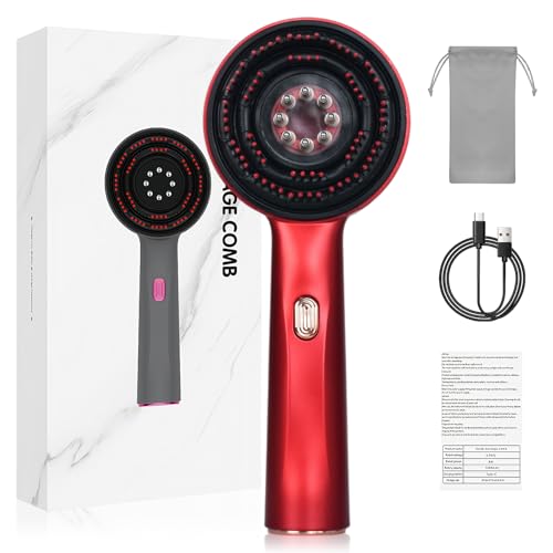 Colexy Cepillo de Masaje para Cuero Cabelludo, Cepillo Masajeador Eléctrico para Crecimiento de Cabello, Peine Masajeador Capilar con Luz Roja y Aplicador de Aceite para El Cabello, Resistente IPX7