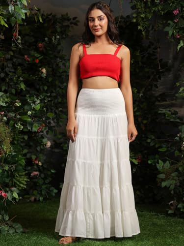 Image of OTABU | Skirt for Women | Tiered Maxi | Smocked Waist Silhouette | Flowing Everyday Wear.