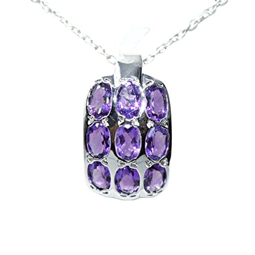 Pendentif améthyste violette 925 argent sterling femme breloque locket