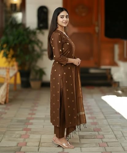 Image of GoSriKi Viscose Printed Kurta for Women | Kurti Set Woman | Kurta with Pant & Dupatta | Straight Ethnic Suit | Indian Outfit Ladies Dress Stylish Traditional Clothing Party Office Fashion Look Style