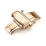 [イストラップ] 10mm12mm 14mm 16mm 18mm 20mmスチール腕時計バンドプッシュ式Ｄバックル 時計両開き/観音開き尾錠ゴールデン シルバー ローズゴールデン (18mm, ローズゴールデン)