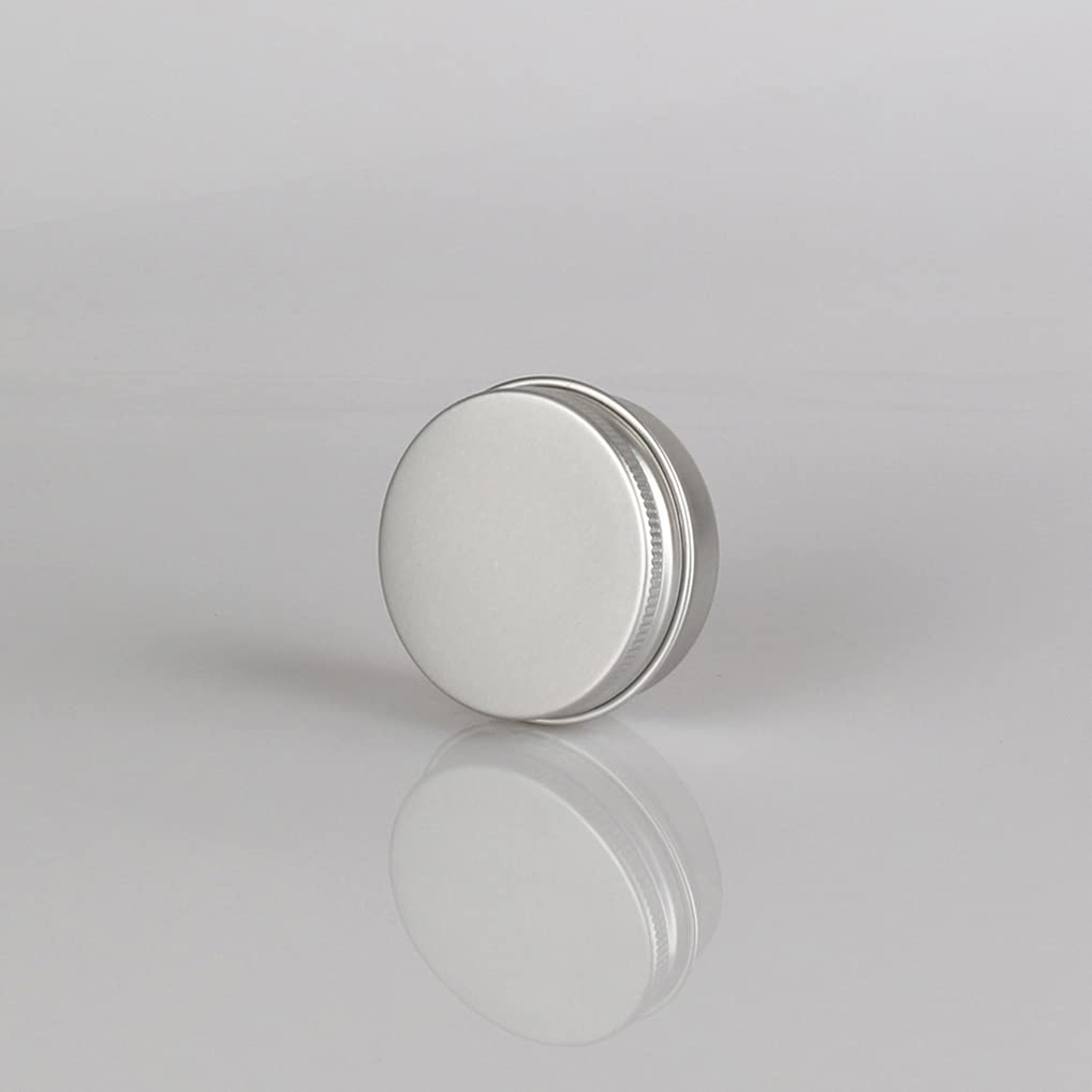 50 Pcs 15ml 15g Empty Round Silver Aluminum Tin Jars with Screw Lids Cosmetics Lip Balm Containers Pots for DIY Candle, Salve Powder, Crafts, Storage Cans 3 Alu Spoon, 50 Labels