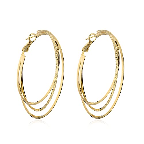 Summer beach wind women's multi-layer stacked type big ear hoop Trend Earrings and studs (50mm)