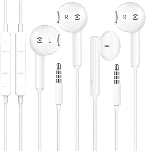 [Paquete de 2] para iPhone Auriculares con conector de 3,5 mm para auriculares, auriculares con micr�fono y control de volumen para iPhone 6 est�reo compatible con iPhone, iPad, iPod, computadora, MP3