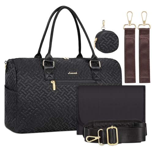 Image of LOVEVOOK Diaper Bag Tote with Pacifier Case and Changing Pad, Large Capacity Mommy Bag for Hospital and Weekender Travel, Functional Baby Bag Newborn Baby Essential, Black-woven-1