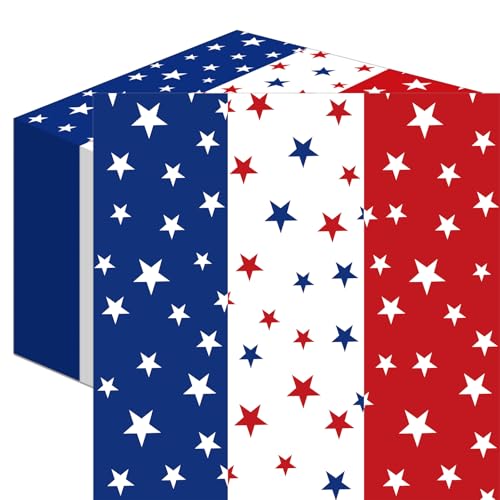 50 Count Red White Blue Star Paper Napkins Patriotic Disposable Cocktail Napkins for 4th of July Memorial Day Veterans Day Labor Day and American Flag Party Decorations