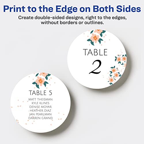 Avery Round Cards With Sure Feed Technology, 4" Diameter, Matte White, 75 Round Cards Total, Print-To-The-Edge, Laser/Inkjet Printable Cards (35007) #TOP5