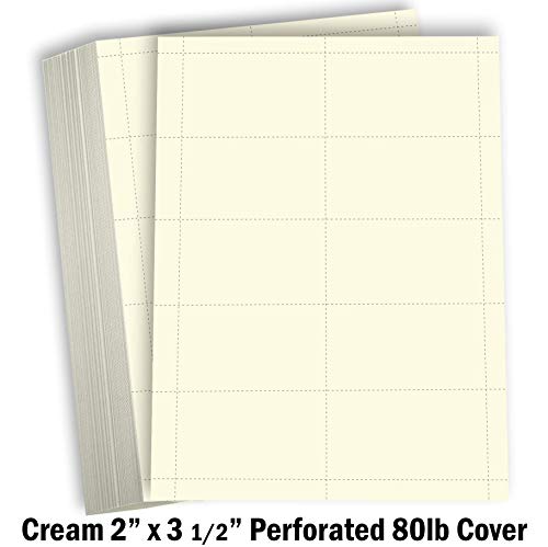 Tarjetas de papel de cartulina blanca Hamilco microperforada de 80 lb y 100 hojas 2