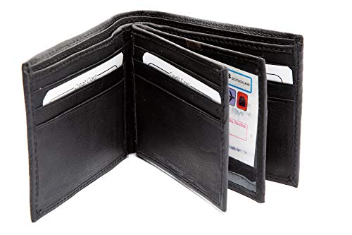 Men's Leather Bifold 12 Credit Card Slot 2 Id Window Wallet 4.5x3.5 inches2