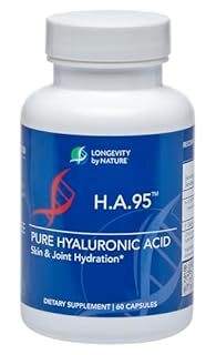 Longevity by Nature H.A.95 Hyaluronic Acid Supplements, Antioxidant, Skin Hydration, Eye, Joint, Natural Rooster Comb, 60 Capsules