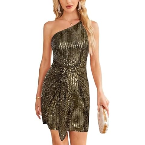 GRACE KARIN Black-Gold Sequin Bodycon Dress Cover