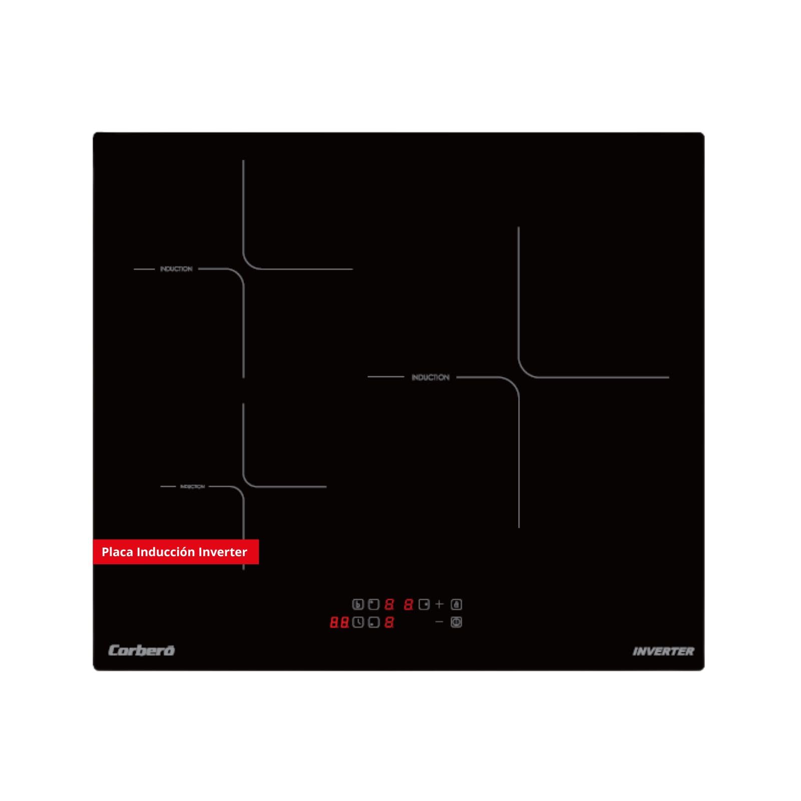 Corberó - Induction Plate | CCIM3362 | 60 cm | 3 Zones | 6200W | Giant Zone 29 cm | Touch Control | Booster | Inverter Technology | Black |