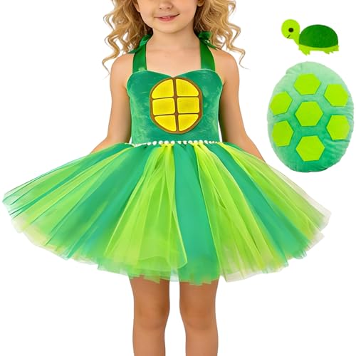 Disfraz de tutú de tortuga - Falda con diadema completa, juego de conchas con diseño de caparazón de tortuga verde, de animales para niños, disfraz | Adorable cumpleaños, escenario,