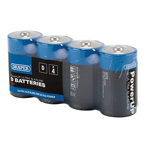 Draper 03979 PowerUP Ultra Alkaline D Batteries (Pack of 4)