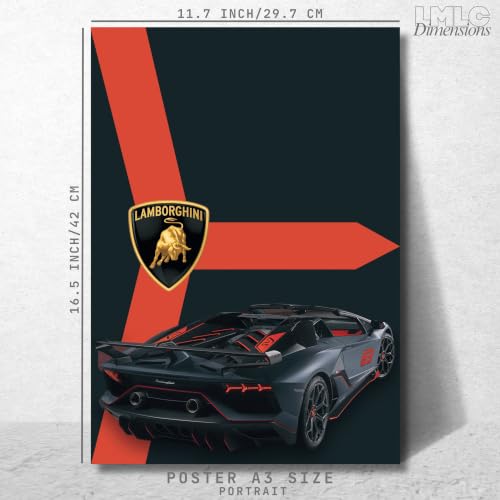 Image of Live Mad Live Crazy Lamborghini Aventador Portrait Single Wall Paper Poster, A3 Size, 16.5L X 11.7W Inches Unframed Art Prints - Home, Bedroom, Living Room & Decor - Aesthetic, Matt Finish, Frame Not Included
