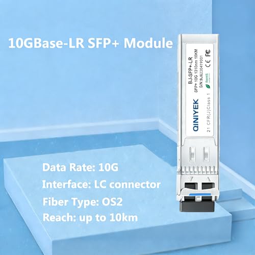 Image of 10GBase-LR SFP+ Transceiver, 10G Singlemode SFP+ Duplex LC Module,Compatible for Cisco SFP-10G-LR, Ubiquiti UF-SM-10G,Meraki,Mikrotik, Supermicro, Netgear,SMF,1310nm,10~20km,DDM,10Pack