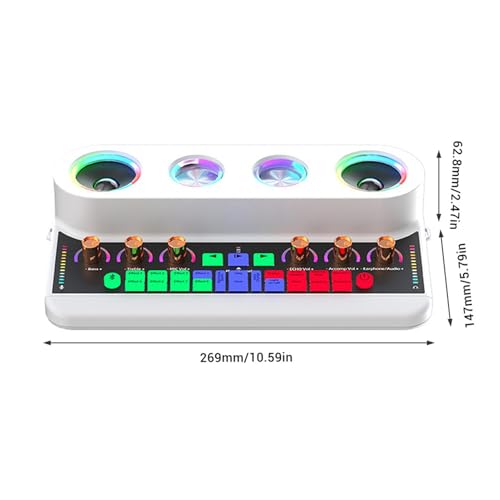 Eujgoov Microphone sans Fil, Carte Son, équipement de Podcast, Haut-parleur BT Portable avec Batterie 4000 MAh pour Enregistrement de Musique en Streaming en Direct, Noir et Blanc (W-2) – vue 7