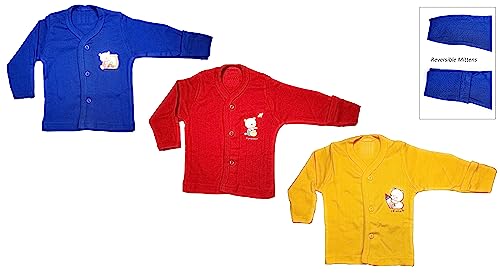 Image of TANGY Adorable Newborn Dress with Built-in Mittens for Extra Warmth and Style Top Set (Pack of 3)