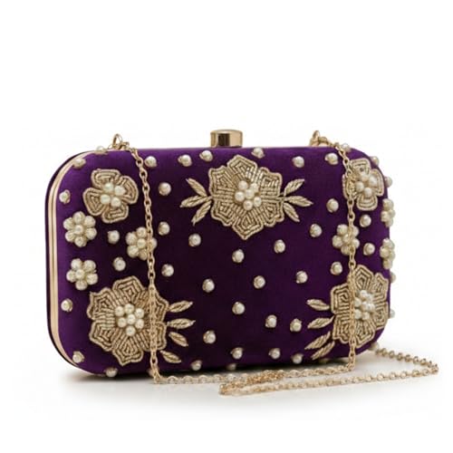Image of RABIYA Clutch Purse for Women Formal Dressy Evening Clutches Handbags for Wedding Elegance Charm Premium Elegance Clutch Bag with Detachable Chain Handal | Gift for Women | Clutch for Women