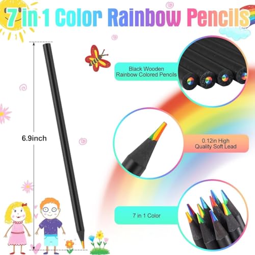 Image of AMENDAS 12 Colors Rainbow Pencils for Kids and Adults, Multi-Colored Wooden Pencils for Drawing, Sketching, and Coloring, Pre-Sharpened Art Supplies for Boys and Girls