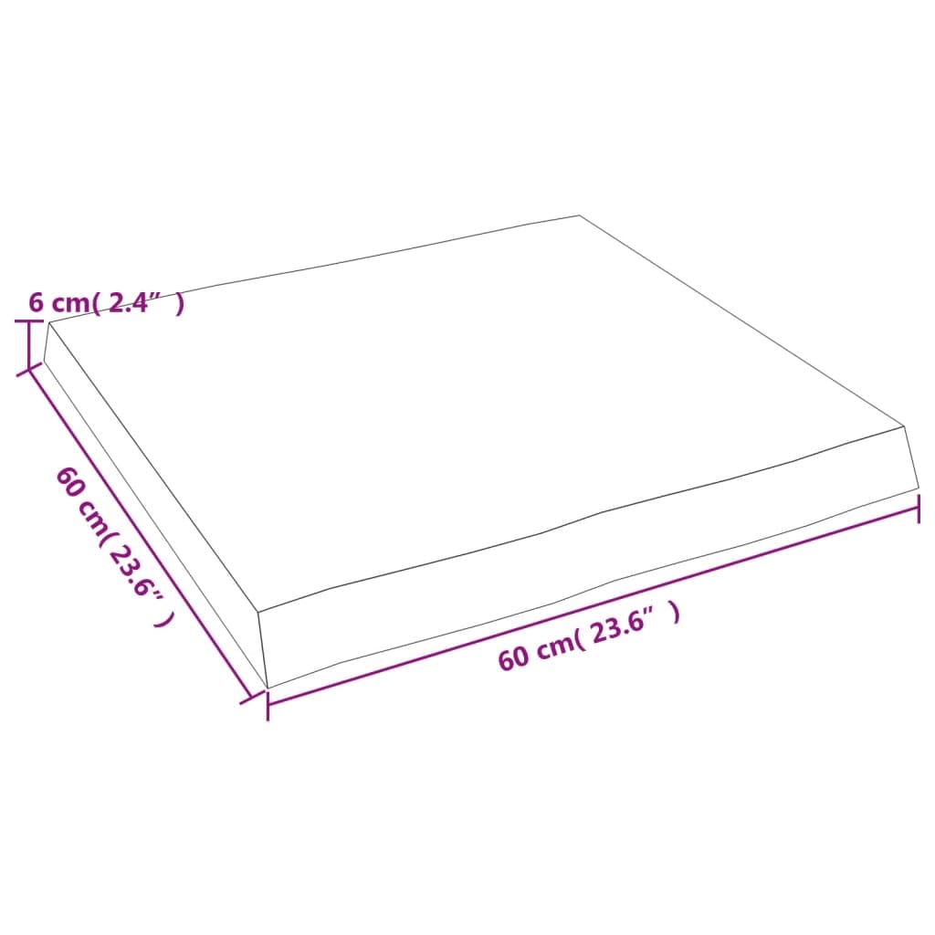 Tavolo in legno di quercia, 60 x 60 x 2 – 6 cm, non trattato, per sala da pranzo, cucina, balcone, tavolino da caffè, tavolo fai da te