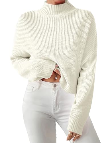 Image of Libsorge Womens Cute Lightweight Turtleneck Ultra Cropped Sweaters Spring 2025 Ribbed Knit Crop Thin Pullover Sweater
